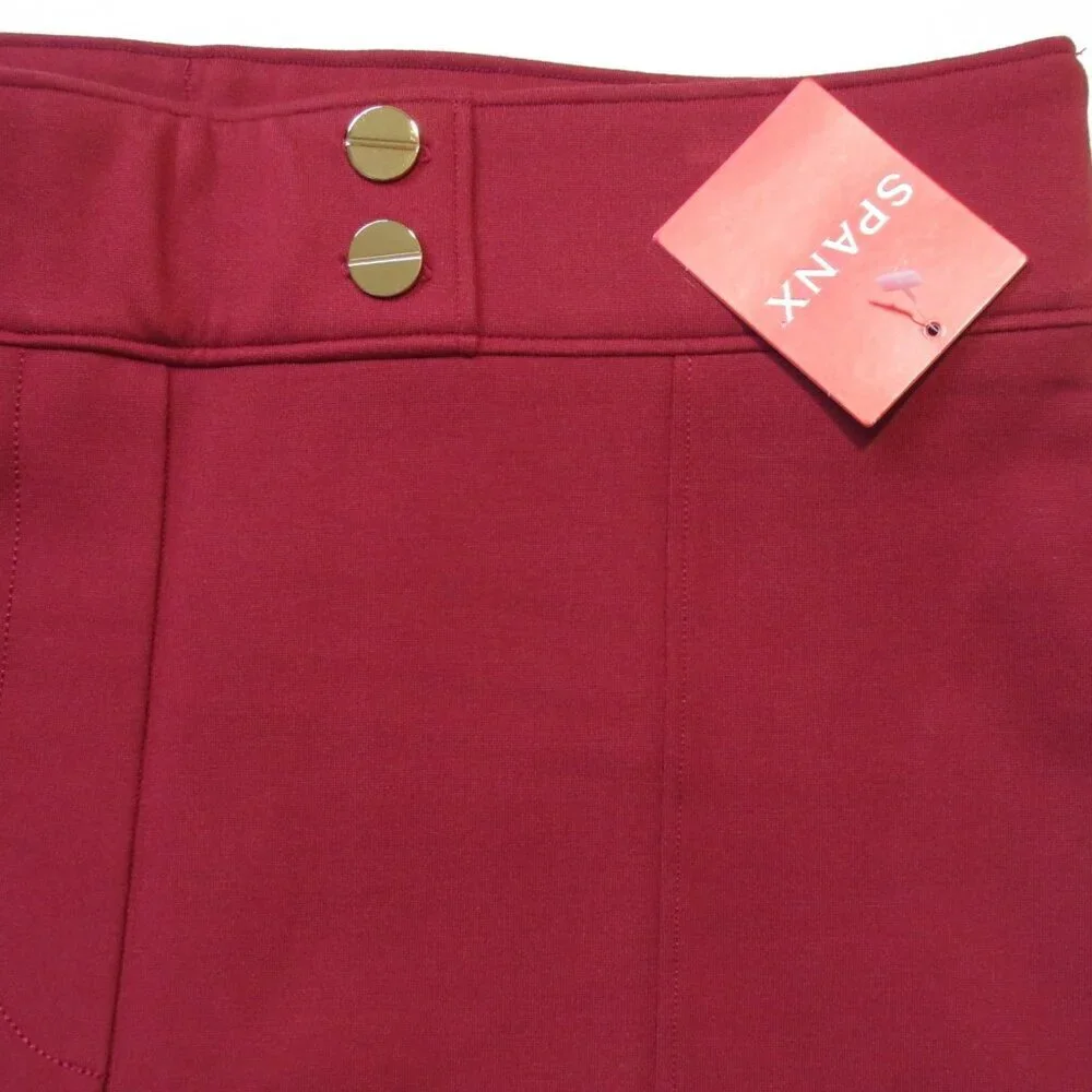 NWT SPANX 20777R Perfect Pant in Deep Red Ponte Tab Ankle Straight Trouser M